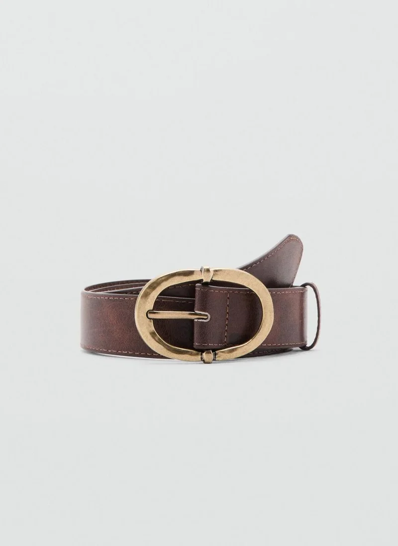 MANGO Textured metal buckle belt